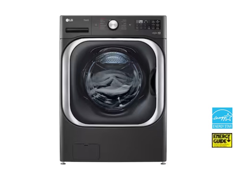 Photo 1 of LG TurboWash 5.2-cu ft High Efficiency Stackable Steam Cycle Smart Front-Load Washer (Black Steel) ENERGY STAR