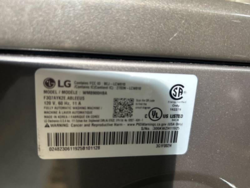 Photo 9 of LG TurboWash 5.2-cu ft High Efficiency Stackable Steam Cycle Smart Front-Load Washer (Black Steel) ENERGY STAR