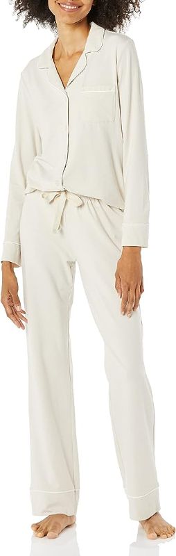 Photo 1 of Amazon Essentials Women's Cotton Modal Long-Sleeve Shirt and Full-Length Bottom Pajama Set MEDIUM