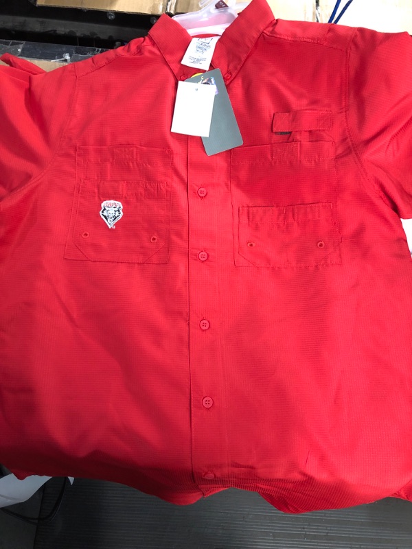 Photo 1 of Men's New Mexico Lobos Button Up Camp Shirt RED SMALL