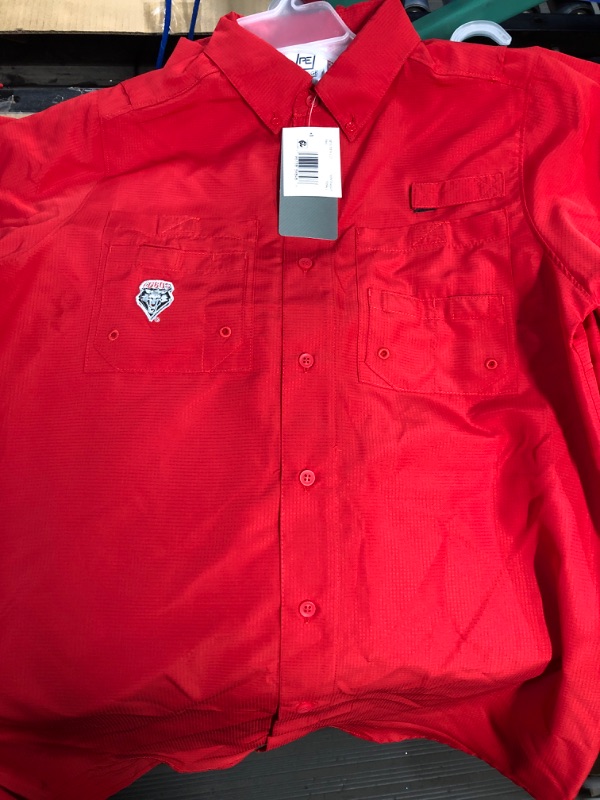 Photo 1 of Men's New Mexico Lobos Button Up Camp Shirt RED SMALL