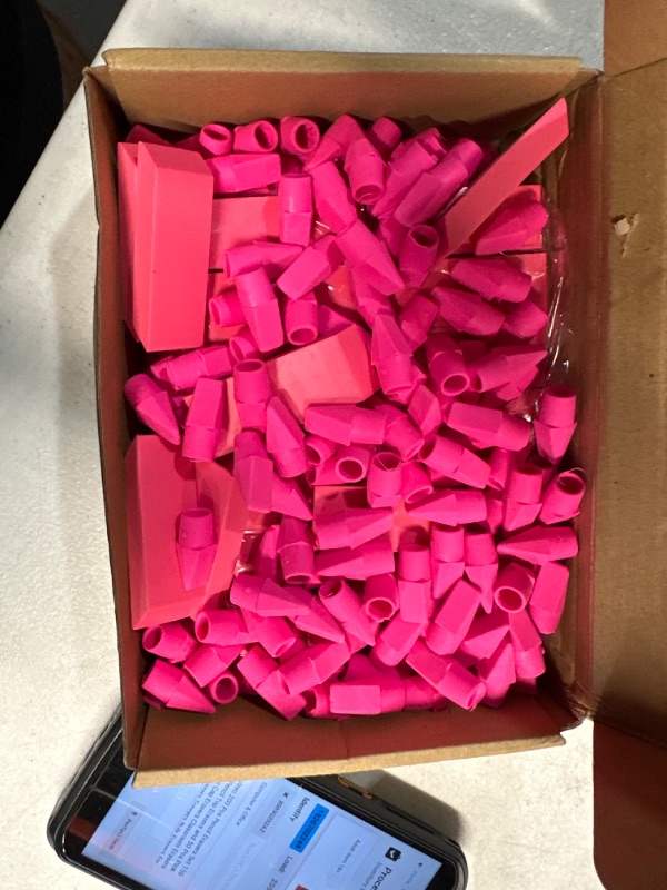 Photo 2 of Fuutreo 200 Pcs Pencil Erasers Set 150 Pcs Pencil Top Erasers and 50 Pcs Pink Erasers Cap Erasers Classroom Erasers Pencil Erasers Toppers Bulk Erasers for Kids Teachers and School Office Supplies