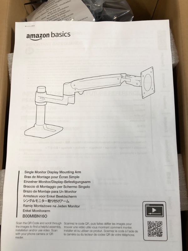 Photo 2 of **NEW**  Amazon Basics Single Monitor Stand, Lift Engine Arm Mount, Black Black 1 Pack Single Monitor