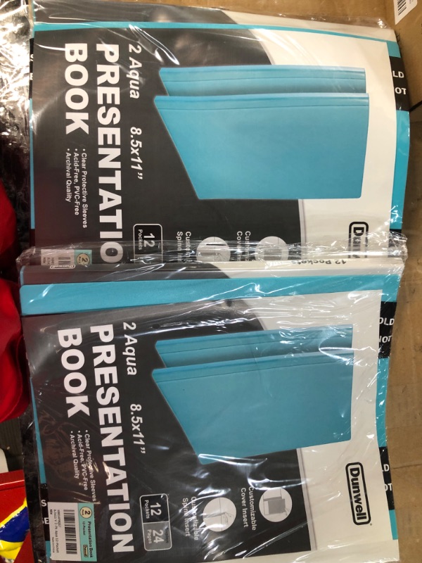 Photo 2 of NON REFUNDABLE BUNDLE OF Dunwell Binders with Plastic Sleeves 12-Pocket - (2 Pack, Aqua) Presentation Books 8.5x11, Portfolio Folders with 8.5 x 11 Sheet Protectors