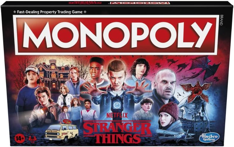 Photo 1 of *USED* MONOPOLY: Netflix Stranger Things Edition Board Game for Adults and Teens Ages 14+, Game for 2-6 Players, Inspired by Stranger Things Season 4, Multicolor