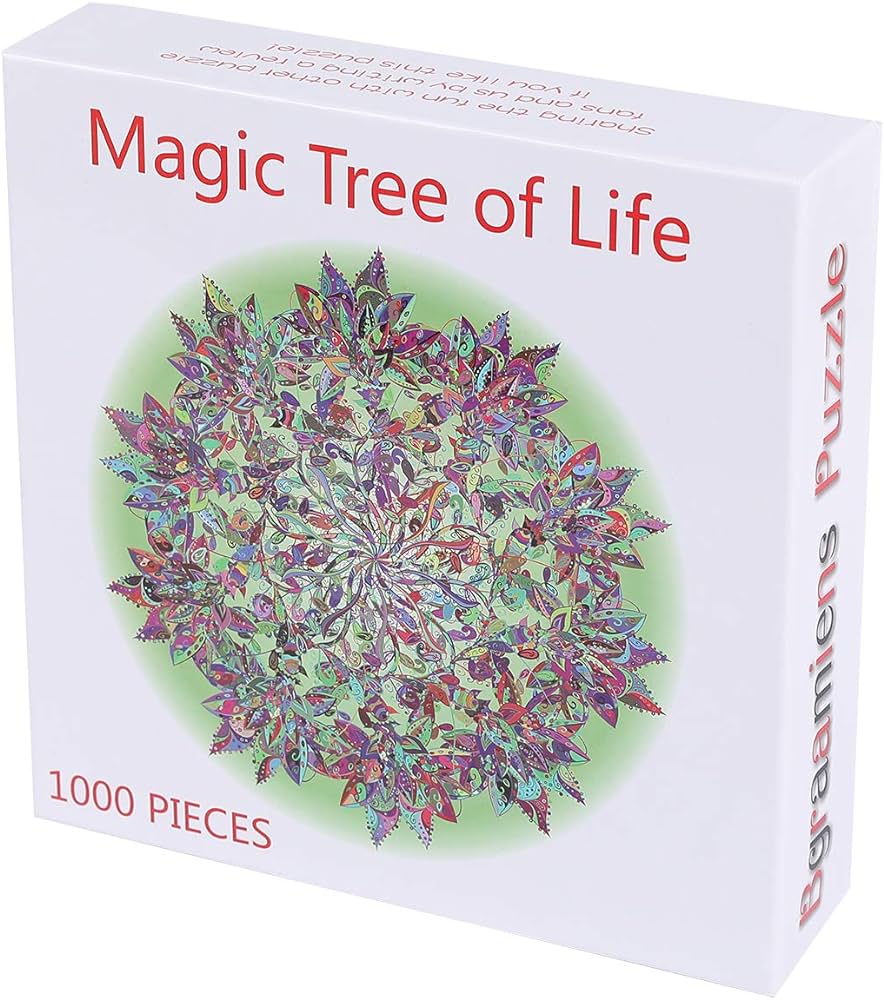 Photo 1 of Bgraamiens Puzzle-Magic Tree of Life -1000 Pieces Colorful Leaves Round Mandala Puzzle Color Challenge Jigsaw Puzzles