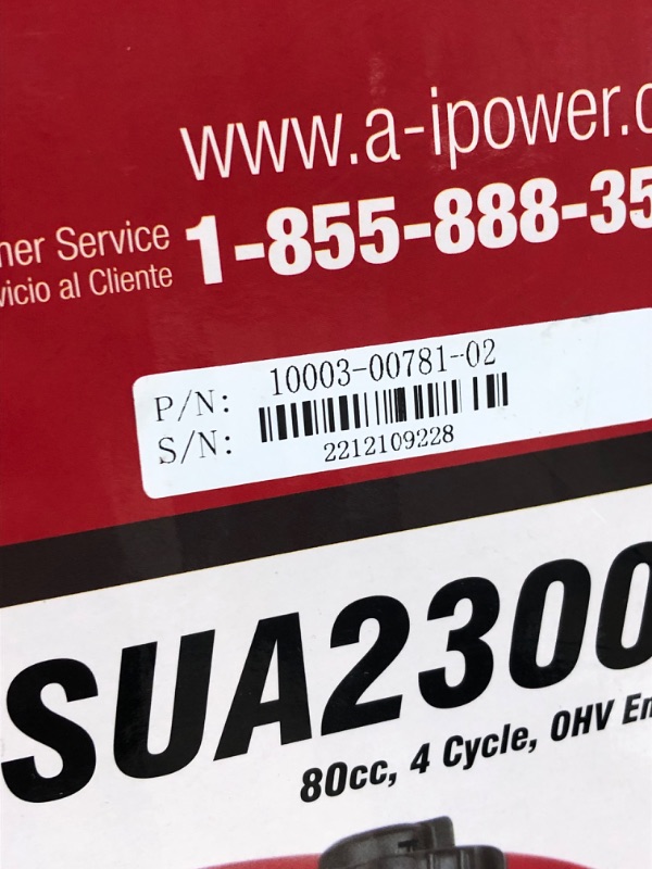 Photo 6 of **USED- UNABLE TO TEST**
A-iPower SUA2300i Ultra-Quiet Inverter Generator with Mobility Kit