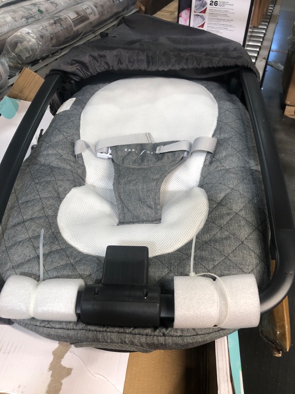 Photo 2 of Baby Delight Aura Deluxe | Portable Baby Bouncer for Infants | Baby Rocker | Quilted Charcoal Tweed Grey