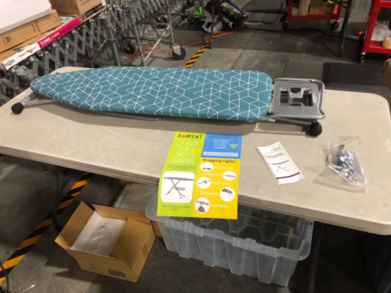 Photo 1 of ***MAJOR DAMAGE - BENT - SEE PICTURES - WOBBLES***
Xabitat Full Size Ironing Board 57" X 15" W/Wall Mount Hanger Easy to Fold Green + Grey