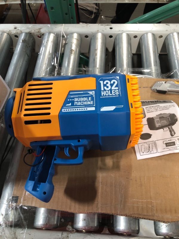 Photo 1 of Bubble Gun, Upgraded 132-hole Bubble Machine Gun with Color Light, Bazooka Bubble Machine, Suitable for Children Adults, Indoor and Outdoor Birthday Wedding Party Events Blue