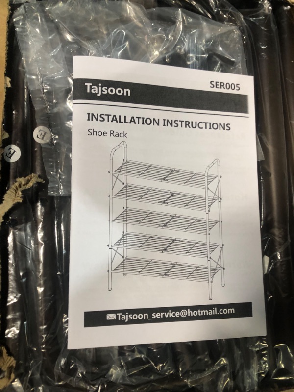 Photo 1 of *USED* Tajsoon 5-Tier Freestanding Shoe Rack Organizer, Adjustable & Expandable Shoe Storage Shelf for Entryway, Metal Wire Grid with X Shape Fixed Frame, Bronze