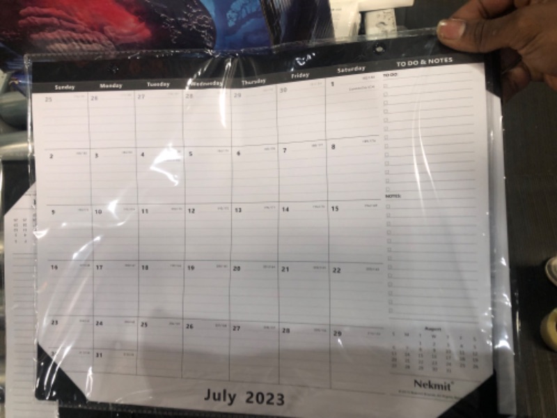 Photo 2 of Nekmit Large Desk Calendar 2024 with Desk Protecting Pad, Runs From Now - December 2024, 22" x 17" Desktop Calendar with TO-DO List & NOTES, Thick Paper, for Home, School or Office Black