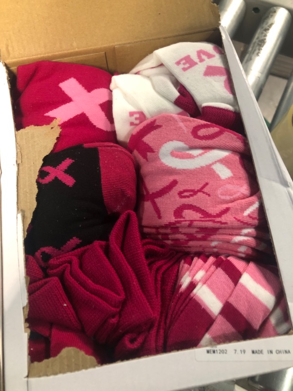 Photo 3 of Panitay Breast Cancer Awareness Socks Bulk Pink Ribbon Cotton Socks Cancer Survivor Gift Socks for Women Girls Sock 30