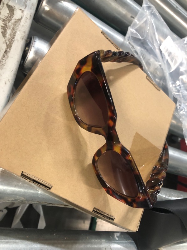 Photo 3 of  Dollger Square Oversized Rhinestone Sunglasses for Women Big Flat Top Rivet Fashion Large UV Protection Rimless Shades Transparent Pink