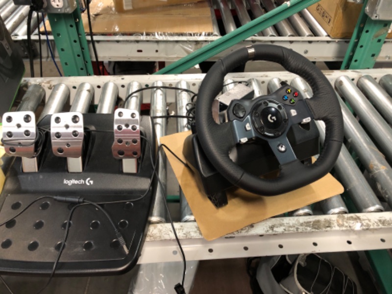 Photo 2 of Logitech G920 Driving Force Racing Wheel and Floor Pedals, Real Force Feedback, Stainless Steel Paddle Shifters, Leather Steering Wheel Cover for Xbox Series X|S, Xbox One, PC, Mac - Black Wheel Only