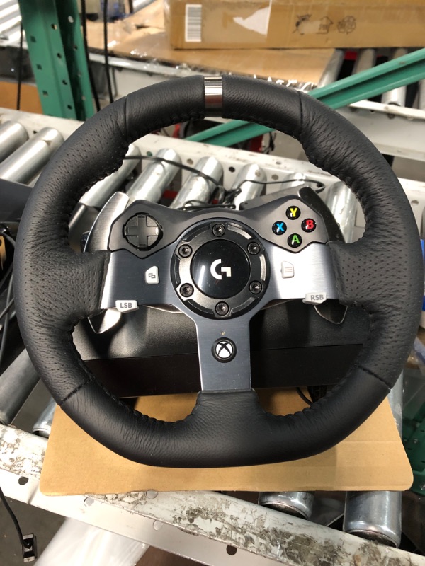 Photo 3 of Logitech G920 Driving Force Racing Wheel and Floor Pedals, Real Force Feedback, Stainless Steel Paddle Shifters, Leather Steering Wheel Cover for Xbox Series X|S, Xbox One, PC, Mac - Black Wheel Only