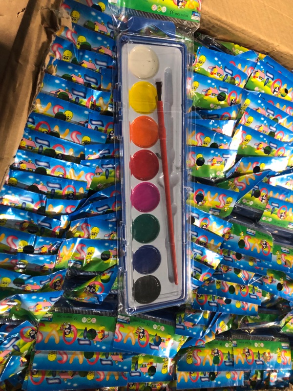 Photo 3 of 150 Pieces Bulk Watercolor Paint Set Washable Water Color Paint 8 Colors Travel Watercolor Set with Paintbrushes for Kids and Adults Students Art Party Favors School Classroom Supplies