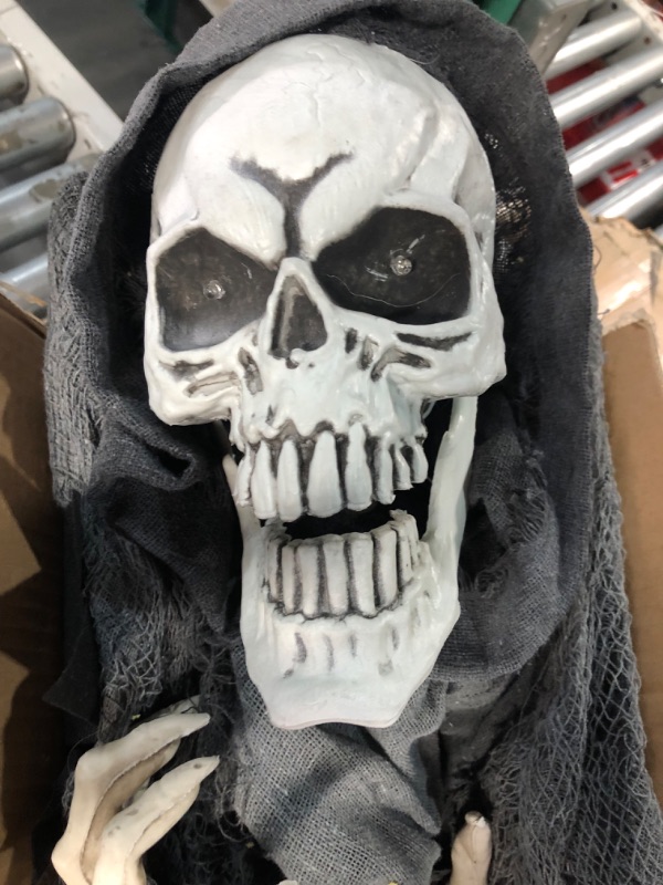 Photo 3 of Haunted Hill Farm Life-Size Animatronic Scary Skeleton Reaper with Wings Halloween Decoration