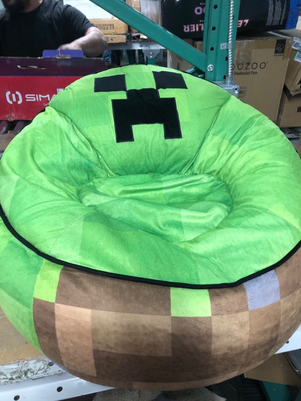 Photo 2 of Idea Nuova Minecraft Hillside by pod Kids Plush Bean Bag Chair, 24" Hx24 Hx17 H, Large
