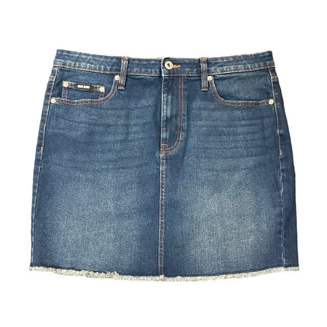 Photo 1 of DKNY Jeans Women's 17" A-Line Frayed Raw Hem Denim Skirt (Nom/Nomad, 12)
