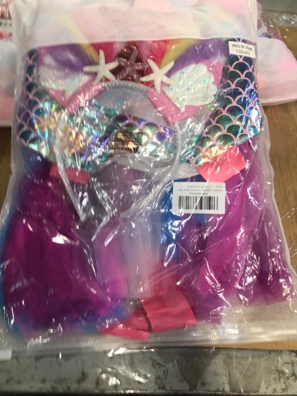 Photo 2 of *****Bundle***** Simplecc Girls Mermaid Costume Mermaid Princess Tutu Dress for Birthday Party 1-10Years Red 5-6 Years ( 4 packages) NO returns.