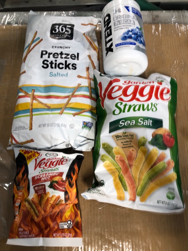 Photo 1 of *****Bundle***** Food Items******** Exp on Powder Drink 1/24 Exp on Pretzel Sticks 11/24/23 Exp on Veggie Straws.075oz 12/23 Exp on 12/23 *****NO return.