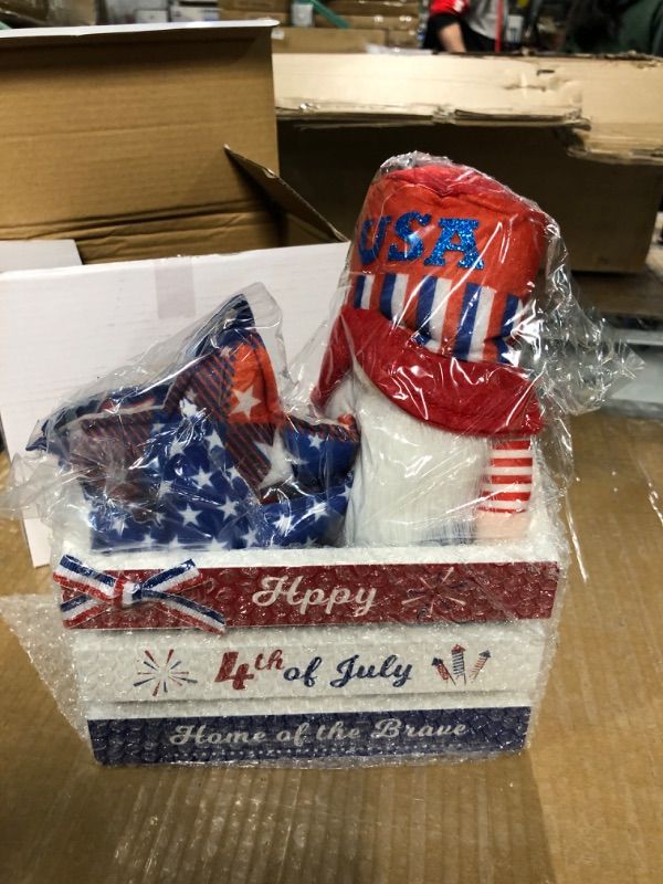 Photo 2 of ********Bundle******** 1.) 4th of July Decorations, Patriotic Gnomes Plush, Mini Crate 4th of July Farmhouse Tiered Tray Decor, Cotton Stars. 2.)  Towel Rack, Black.