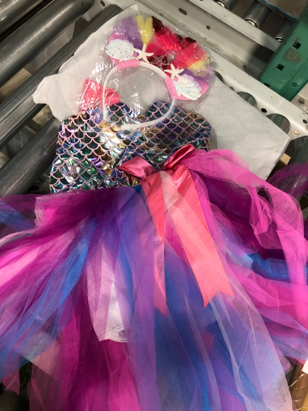 Photo 2 of ********Bundle*******NO returns******* There are 3 separate packages in this bundle*****Simplecc Girls Mermaid Costume Mermaid Princess Tutu Dress for Birthday Party 1-10Years Red 5-6 Years  (3 packages)