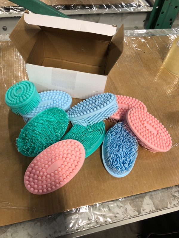 Photo 2 of ********BUNDLE*******NO Return****** There are 2 packs in this bundle******9 Pieces Silicone Body Scrubber Soft Silicone Loofah Exfoliating Body Scrubber Silicone Body Brush Shower Scrubber for Body Fit for Men Women Kid