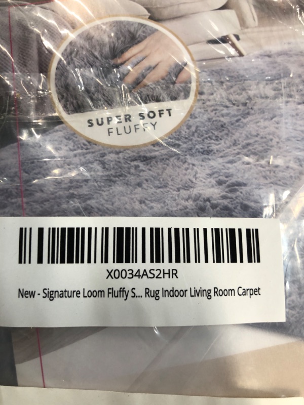 Photo 3 of Signature Loom Fluffy Shaggy Area Rug 4x5 – Soft Fuzzy Velvet Rugs for Girls Bedroom – Shaggy Carpet for Kids Room with Non-Slip Bottom – Soft Fluffy Throw Rug Indoor Living Room Carpet, Beige Dark Grey 5x7