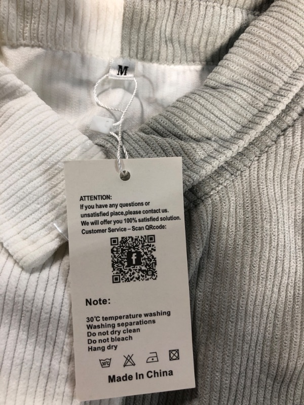 Photo 1 of ***Stock photo used as ref*****AUSELILY Women's Oversized Corduroy Jacket Button Down Shirts Shacket Long Sleeve Blouses Tops Medium, White/Grey