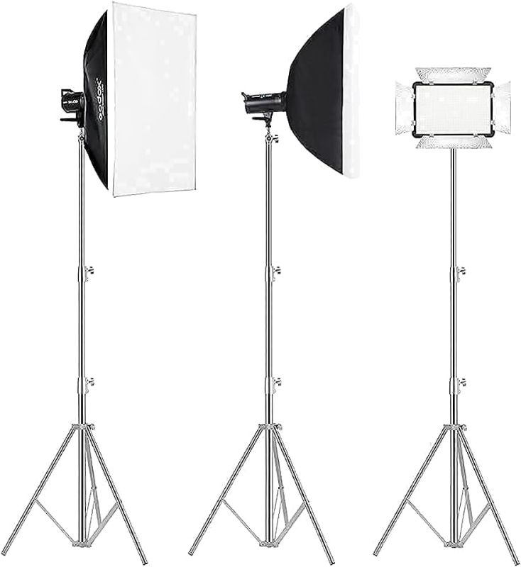 Photo 3 of Stainless Steel Photography Video Tripod Stand, Spring Cushioned Heavy Duty Tripod Stand, 9.5ft/2.8m, Universal Heavy Duty Tripod Adapter for Photography Studio Monolight Reflector Portrait 1 Pack 2.8m /110in Stainless steel Tripod 1 Pack 2.8m /110in Stai