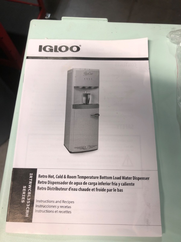 Photo 3 of Igloo Retro Bottom Load Water Cooler Dispenser, Hot, Cold or Room-Temperature Water, Holds 3 or 5 Gallon Bottles, Child Safety Lock, Perfect for Homes, Kitchens, Dorms, Aqua Retro Aqua