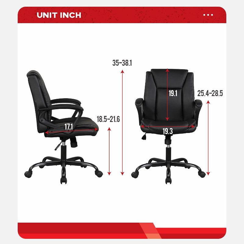 Photo 2 of Home Office Chair Ergonomic Desk Chair PU Leather Task Chair Executive Rolling Swivel Mid Back Computer Chair with Lumbar Support Armrest Adjustable Chair...