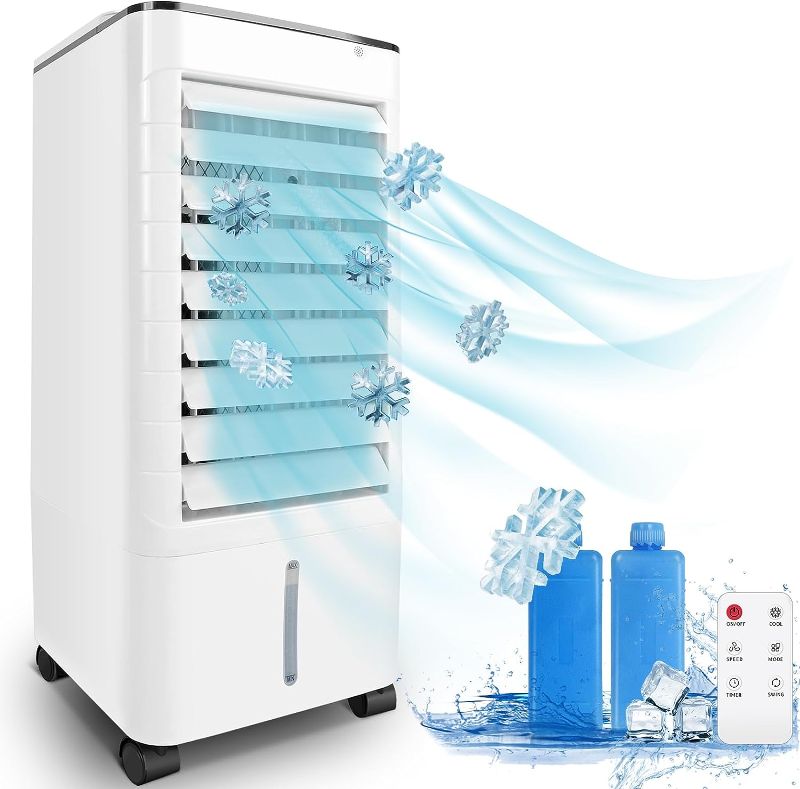 Photo 1 of Evaporative Air Cooler,3-IN-1Portable Air Conditioners and Windowless Room Cooler Humidification-Ice Packs-12 Hour Timer-Remote Control,Ideal (??Pearl White)