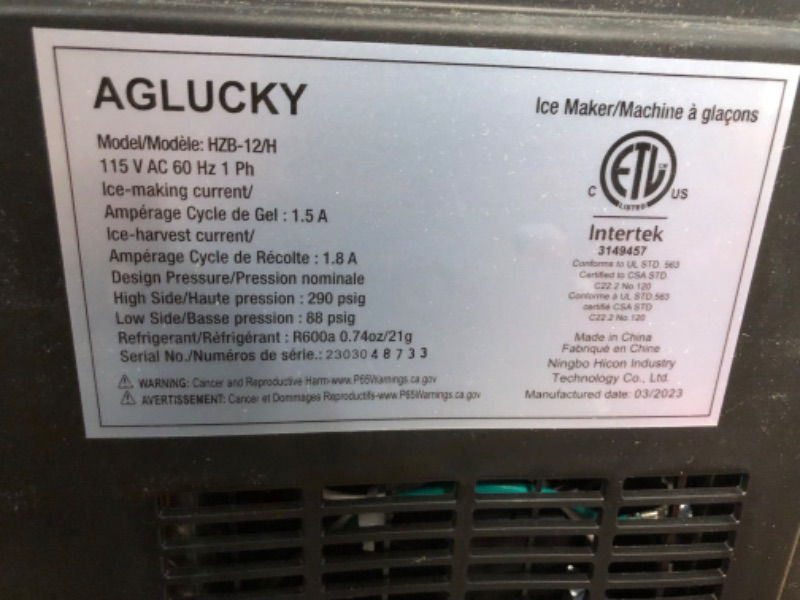 Photo 3 of [READ NOTES]-AGLUCKY Countertop Ice Maker Machine, Portable Ice Makers Countertop, Make 26 lbs ice in 24 hrs,Ice Cube Rready in 6-8 Mins with Ice Scoop and Basket (Black)