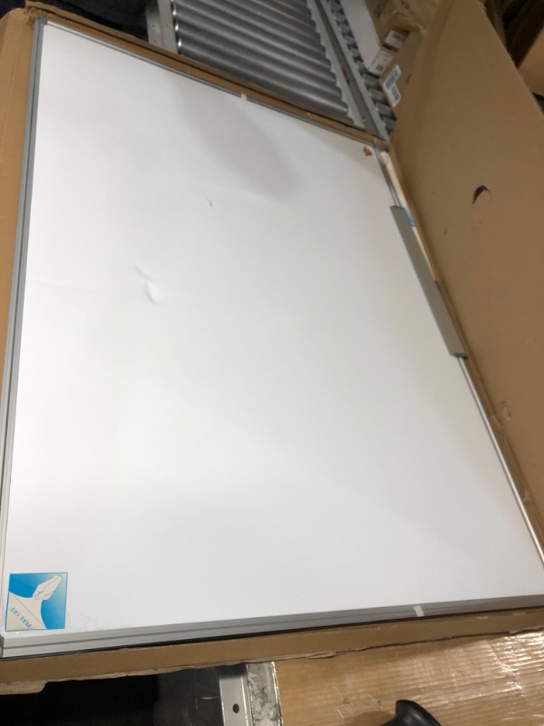 Photo 2 of Lockways White Board Dry Erase Board 48 x 36 Inch, Magnetic Whiteboard 4 x 3, Silver Aluminium Frame, Set Including 1 Detachable Aluminum Marker Tray, 3 Dry Erase Markers, 8 Magnets 48 x 36 Inch Silver