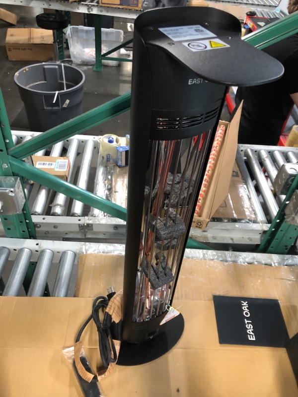 Photo 2 of ***MAJOR DAMAGE - SEE PICTURES - POWERS ON***
Outdoor Patio Heater, EAST OAK 1500W Portable Outdoor Indoor Electric Heater with IP65 Waterproof Tip-over - Black