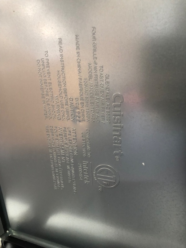 Photo 7 of **NONREFUNDABLE**FOR PARTS OR REPAIR**SEE NOTES**
Cuisinart TOA-95 Digital AirFryer Toaster Oven, Premium 1800-Watt Oven with Digital Display and Controls