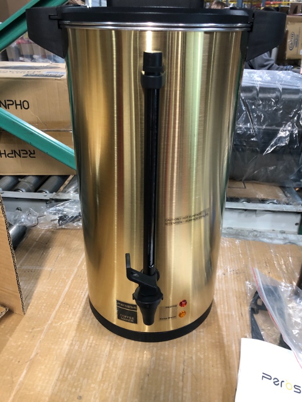 Photo 2 of Perossia Commercial Grade Stainless Steel Coffee Urn 80-Cup 12L Double Wall Large Coffee Maker with Percolator Hot Water Dispenser for Catering Party Office Wedding