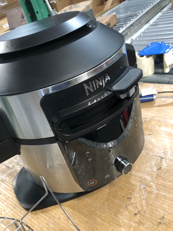 Photo 2 of [READ NOTES]-Ninja OL501 Foodi 6.5 Qt. Pressure Cooker Steam Fryer with SmartLid, 14-in-1 that Air Fries, Bakes & More, with 2-Layer Capacity & 4.6 Qt. Crisp Plate, Silver/Black (Renewed) 6.5-Quart 2-Layer Meals