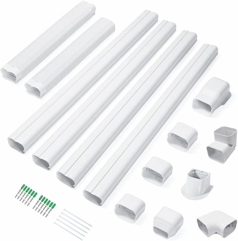 Photo 1 of [STOCK PHOTO]-Cestluck 3'' 17 Ft PVC Decorative Pipe Line Cover Kit for Ductless Mini Split Air Conditioner-Full Set, No Other Parts Needed 3" * 17 Ft 3" Width BLACK