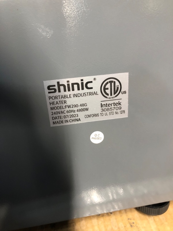 Photo 3 of [READ NOTES]-Shinic Electric Garage Heater 240v, 4,800-Watt Fan-Forced Industrial Heater, With Thermostat Control, Carrying Handle, Heavy Gauge Steel, Nema 6-30p Garage Heaters for Workshop, Construction Site Gray