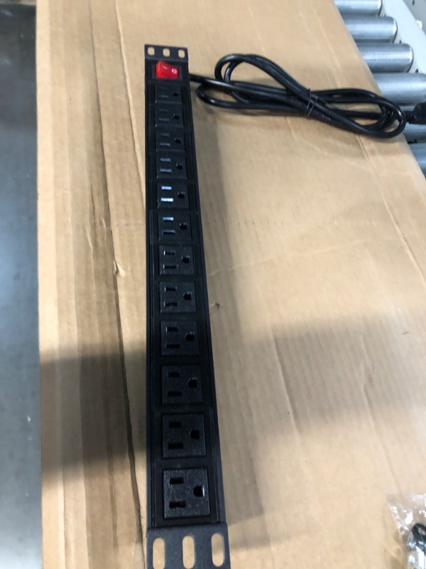 Photo 2 of BTU Power Strip Surge Protector Rack-Mount PDU, 8 Right Angle Outlets Wide-Spaced, Mountable Power Strip Heavy Duty for Server Racks, Commercial, 160 Joules, 15A/125V, 6FT SJT 14AWG Power Cord, Black 1 Pack Black