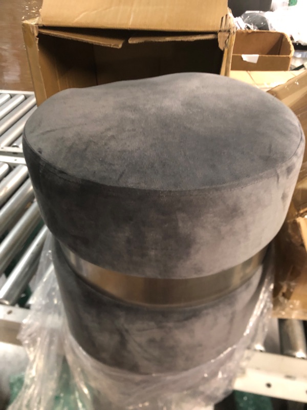 Photo 2 of **NON REFUNDABLE NO RETURNS SOLD AS IS** 
**PARTS ONLY** CHWU Vanity Stools for Bedroom, Round Velvet 35x42cm, 37x44cm, 40x44cm Grey