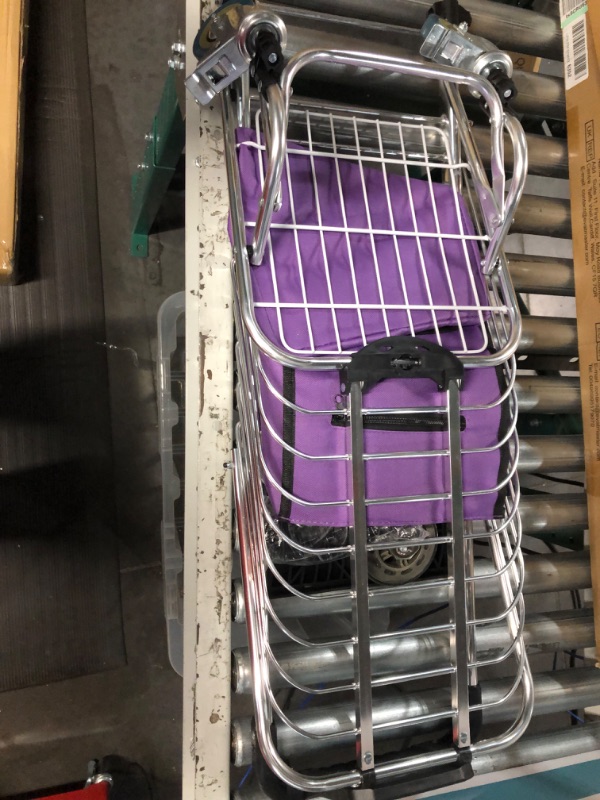 Photo 4 of Stair Climber Shopping Cart for Groceries with 8 Wheels, Folding Shopping Carts for Groceries with Double Handle for Utility Shopping Cart Purple