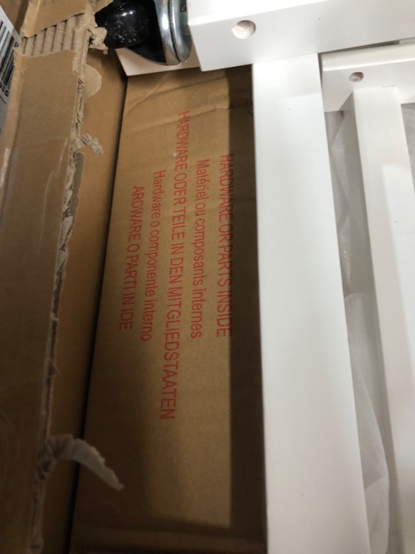 Photo 1 of Amazon Basics Kitchen Island Cart with Storage, Solid Wood Top and Wheels - Natural / White Natural and White