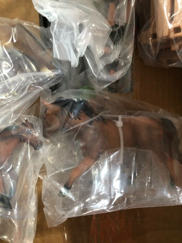 Photo 1 of Beberlu Horse Toys for Girls and Boys 3-12 Year Olds, 4 Horse Toys Stable Club Set Animals Figurine Country World Farm Houses Pretend Play Christmas, Birthday Gifts
