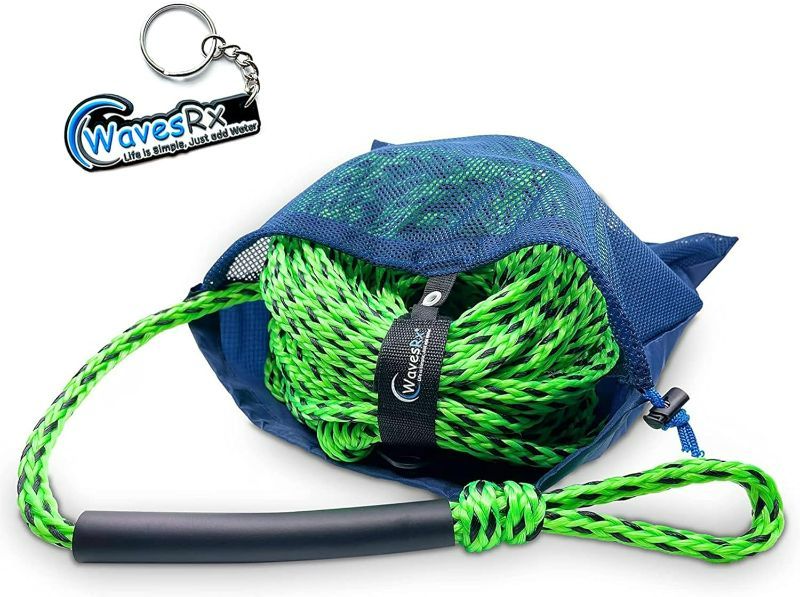 Photo 1 of WavesRx Watersports Tubing Tow Rope for Boat & Jet Ski - Adjustable Length (4 Sections) I Boating & Jet Ski Ropes for Pulling Water Tubes & Towables | Booster Ball Compatible Water Tubing Towing Rope
