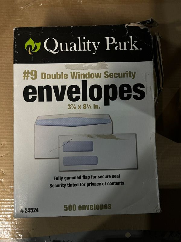 Photo 3 of Quality Park Double Window Security Tinted Invoice & Check Envelope, #9, White, 500/Box